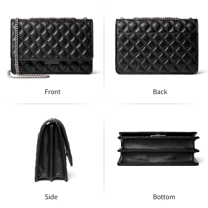 BOSTANTEN Women Handbags Designer Lambskin Leather Quilted Purses Crossbody Shoulder Bag with Chain Strap - BOSTANTEN