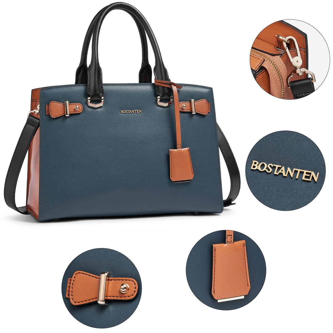 BOSTANTEN Women Leather Handbag Designer Satchel Purses Top Handle Shoulder Totes Crossbody Bag - BOSTANTEN