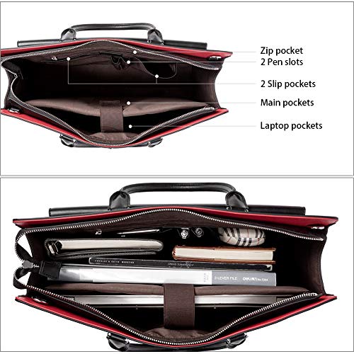 Mizuki  Black Leather Briefcase Women's  — Messenger Bags - BOSTANTEN