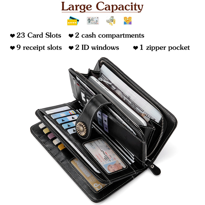 Lomy Big Wallet For Women With Wristlet —  Large Capacity - BOSTANTEN