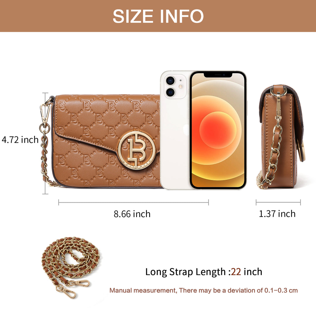 BOSTANTEN Small Crossbody Bags for Women Quilted Leather Designer Shoulder Bag with Chain Strap - BOSTANTEN