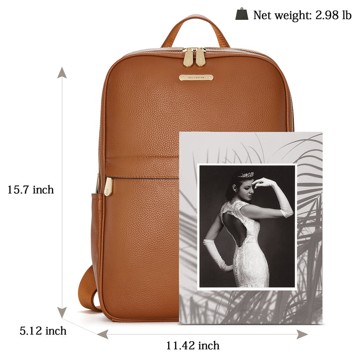 Nombongo Leather 15.6 Inch Laptop Daypack Backpack for Women