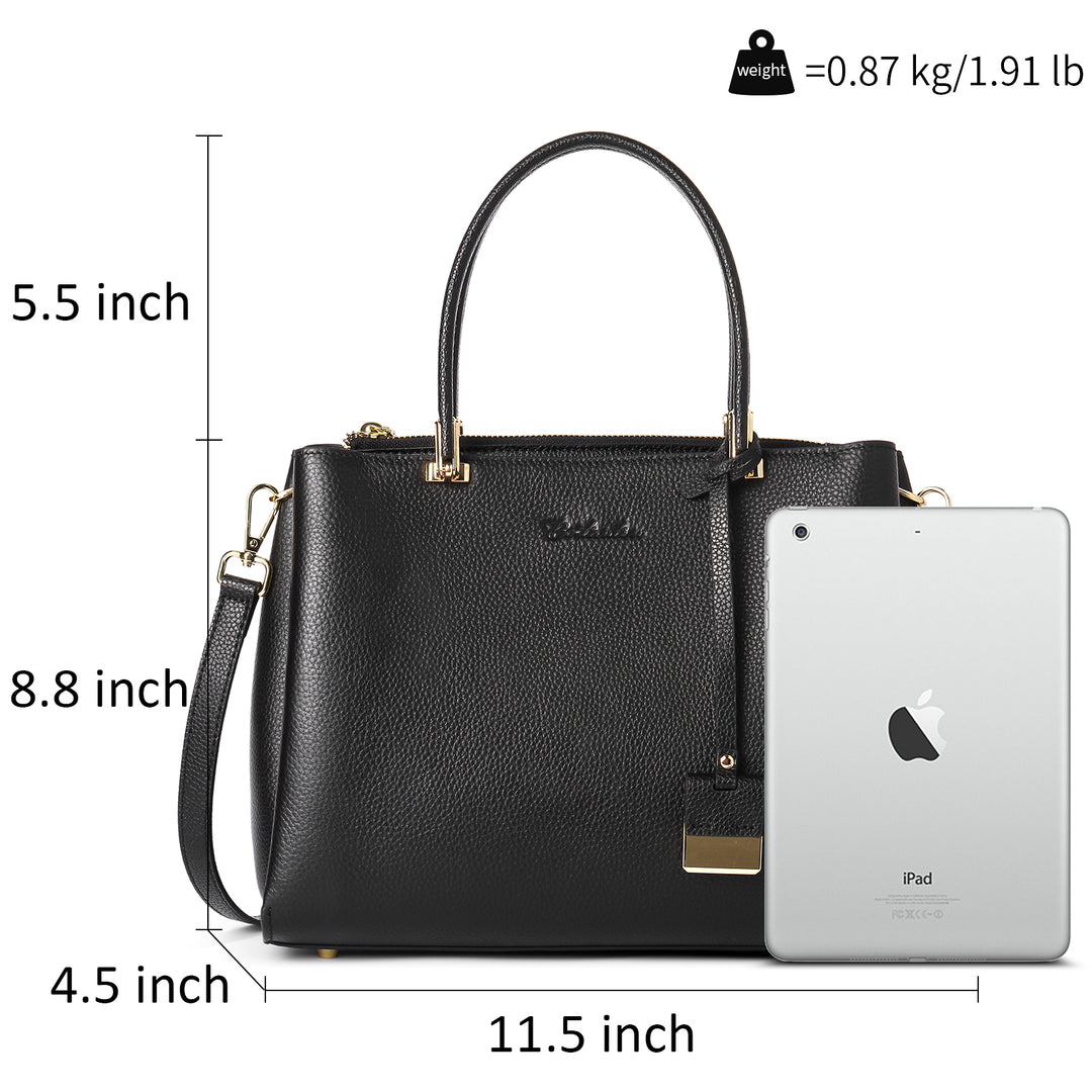 BOSTANTEN Handbags for Women Genuine Leather Designer Satchel Purses Top Handle Shoulder Bag Triple Compartment - BOSTANTEN