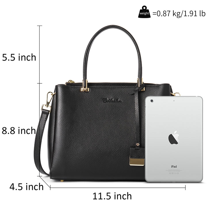 BOSTANTEN Handbags for Women Genuine Leather Designer Satchel Purses Top Handle Shoulder Bag Triple Compartment - BOSTANTEN