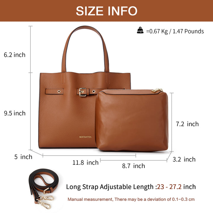BOSTANTEN Women Handbags Purses Leather Tote Bags Designer Fashion Top Handle Crossbody Bags with Zipper Pouch - BOSTANTEN