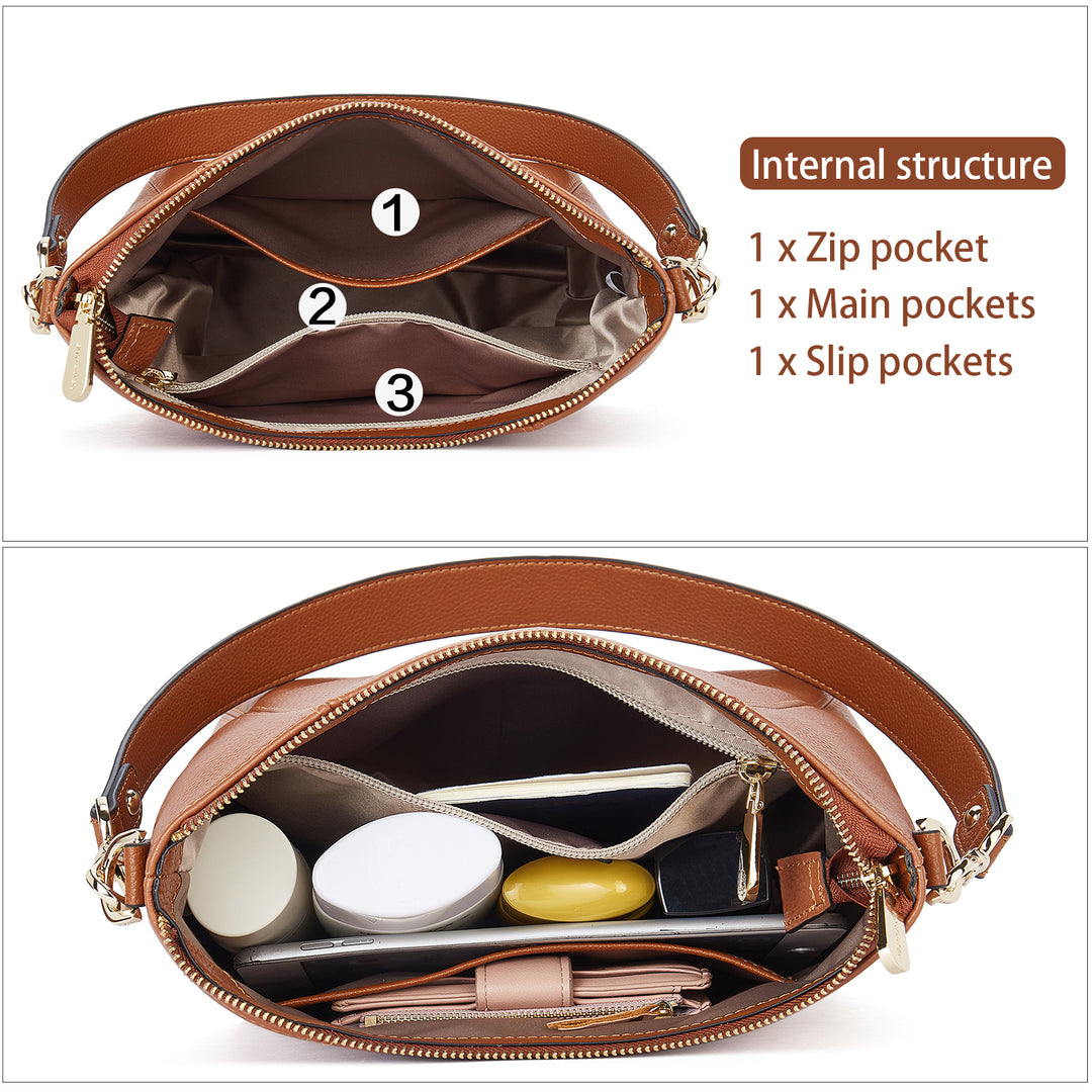 BOSTANTEN Leather Hobo Handbags Designer Purses for Women Shoulder Crossbody Bags