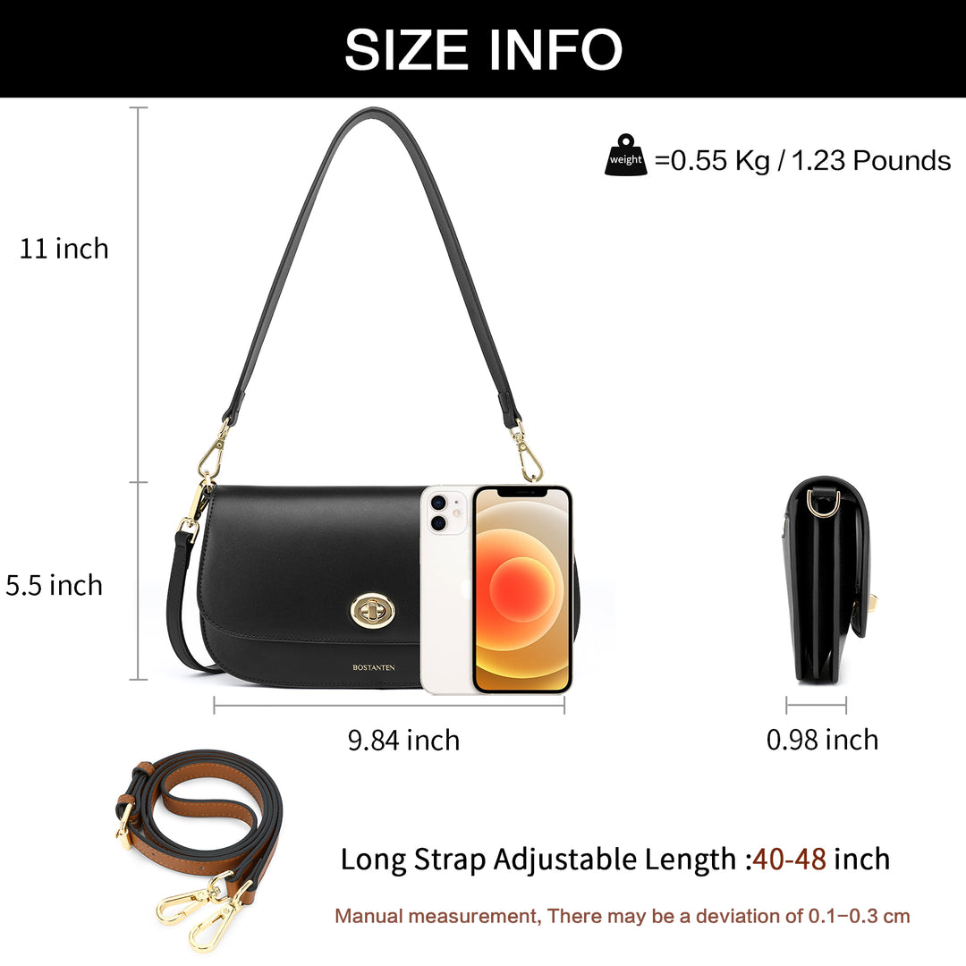 BOSTANTEN Small Crossbody Bag for Women Leather Top-handle Handbag Designer Shouldr Purse - BOSTANTEN