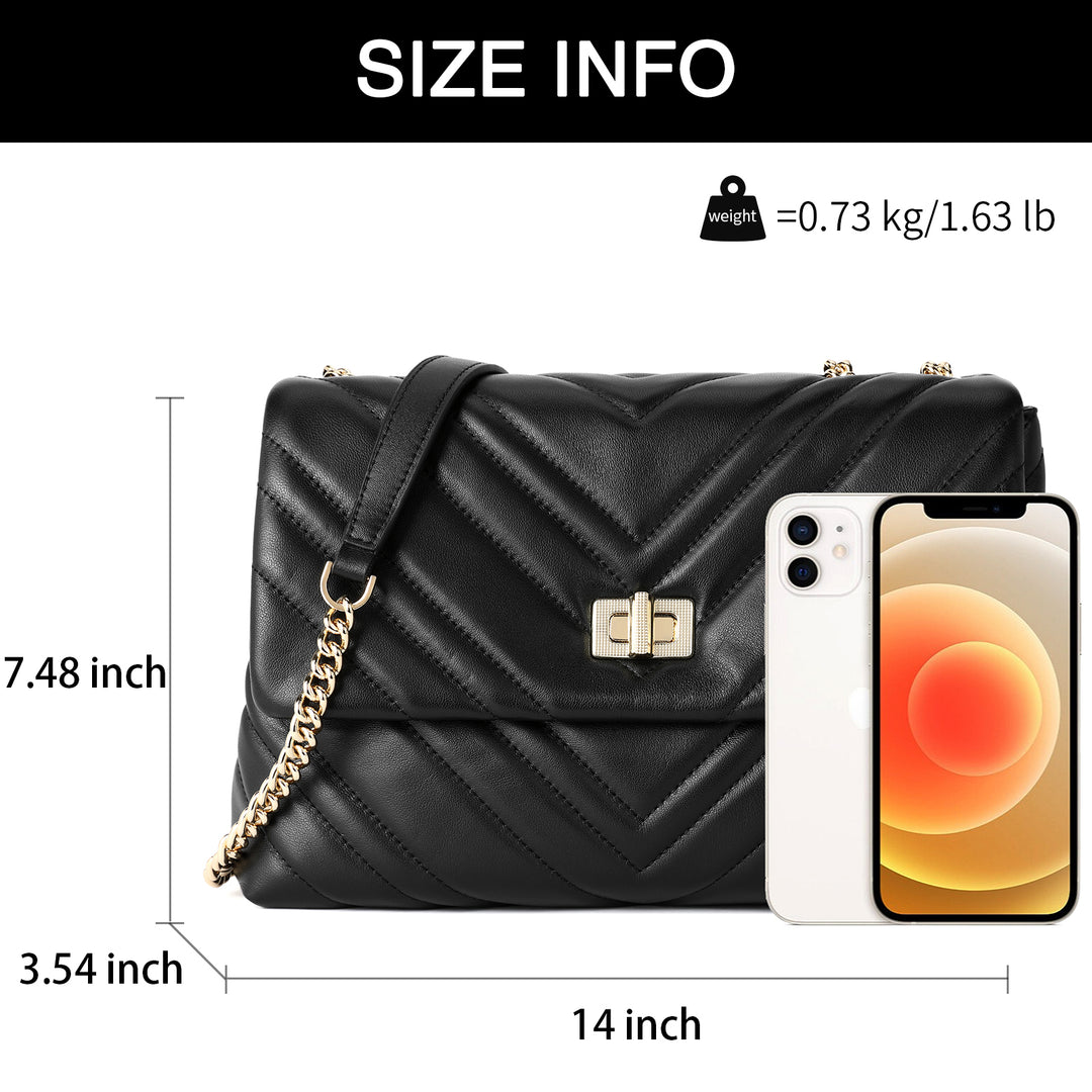 BOSTANTEN Womens Leather Shoulder Bag Quilted Designer Handbag Crossbody Bag Purse with Chain Strap - BOSTANTEN