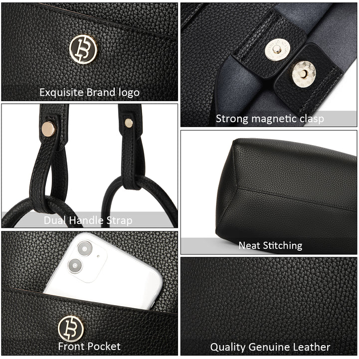 BOSTANTEN Women Handbags Leather Purses Designer Hobo Bucket Tote Bags with Zipper Pouch - BOSTANTEN