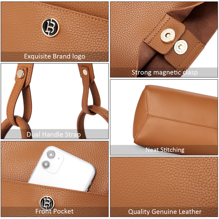 BOSTANTEN Women Handbags Leather Purses Designer Hobo Bucket Tote Bags with Zipper Pouch - BOSTANTEN
