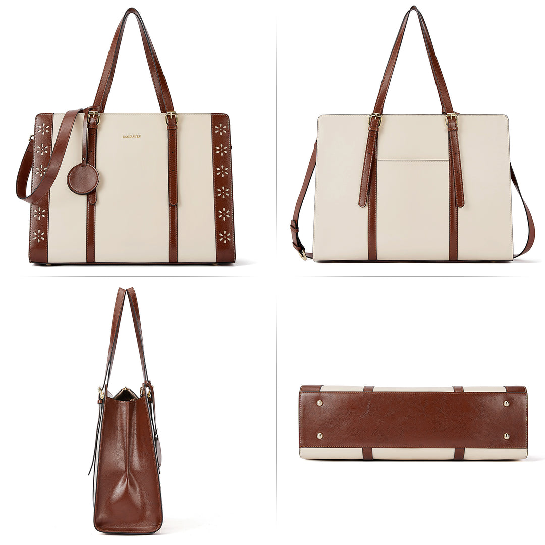 Stroud Leather Computer Briefcase — Optional Shoulder Straps - BOSTANTEN