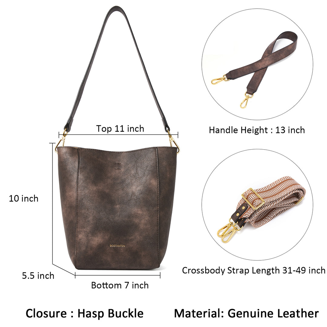 BOSTANTEN Leather Purses and Handbags for Women Designer Hobo Bucket Bag Fashion Small Crossbody Purses
