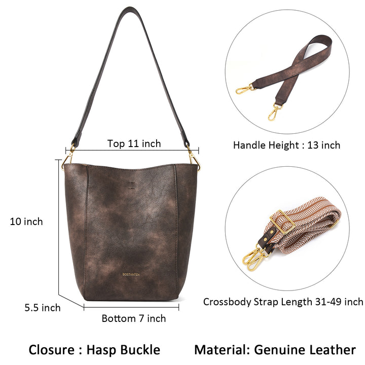 BOSTANTEN Leather Purses and Handbags for Women Designer Hobo Bucket Bag Fashion Small Crossbody Purses