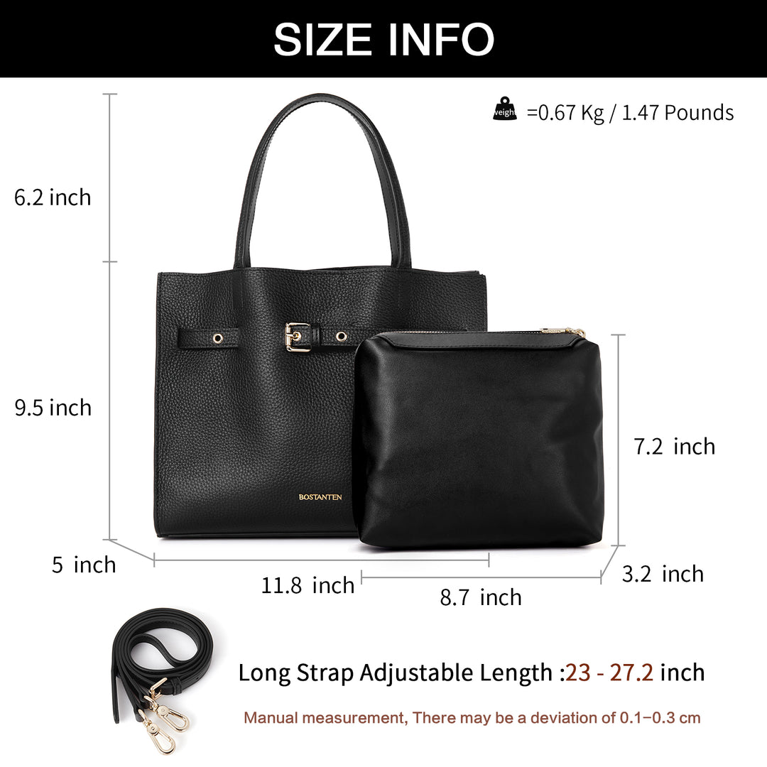 BOSTANTEN Women Handbags Purses Leather Tote Bags Designer Fashion Top Handle Crossbody Bags with Zipper Pouch - BOSTANTEN