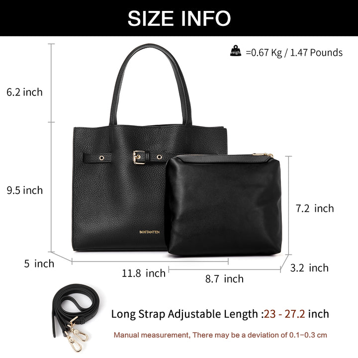 BOSTANTEN Women Handbags Purses Leather Tote Bags Designer Fashion Top Handle Crossbody Bags with Zipper Pouch - BOSTANTEN