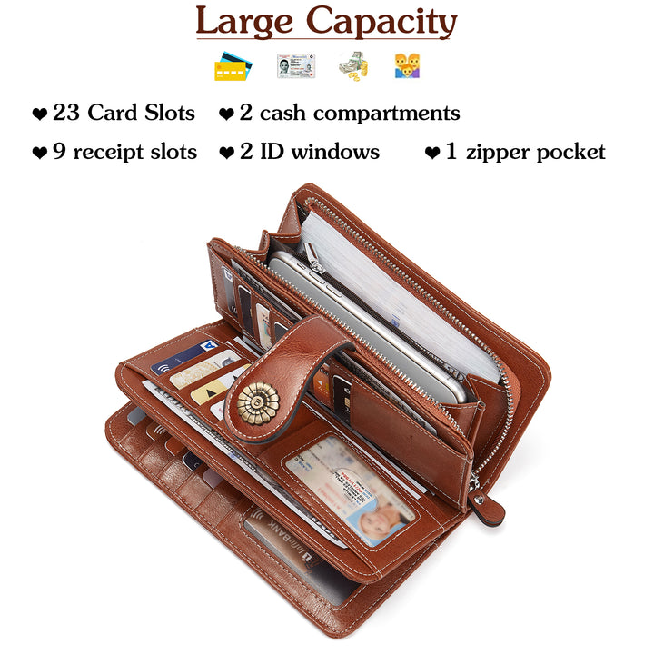 Lomy Big Wallet For Women With Wristlet —  Large Capacity - BOSTANTEN