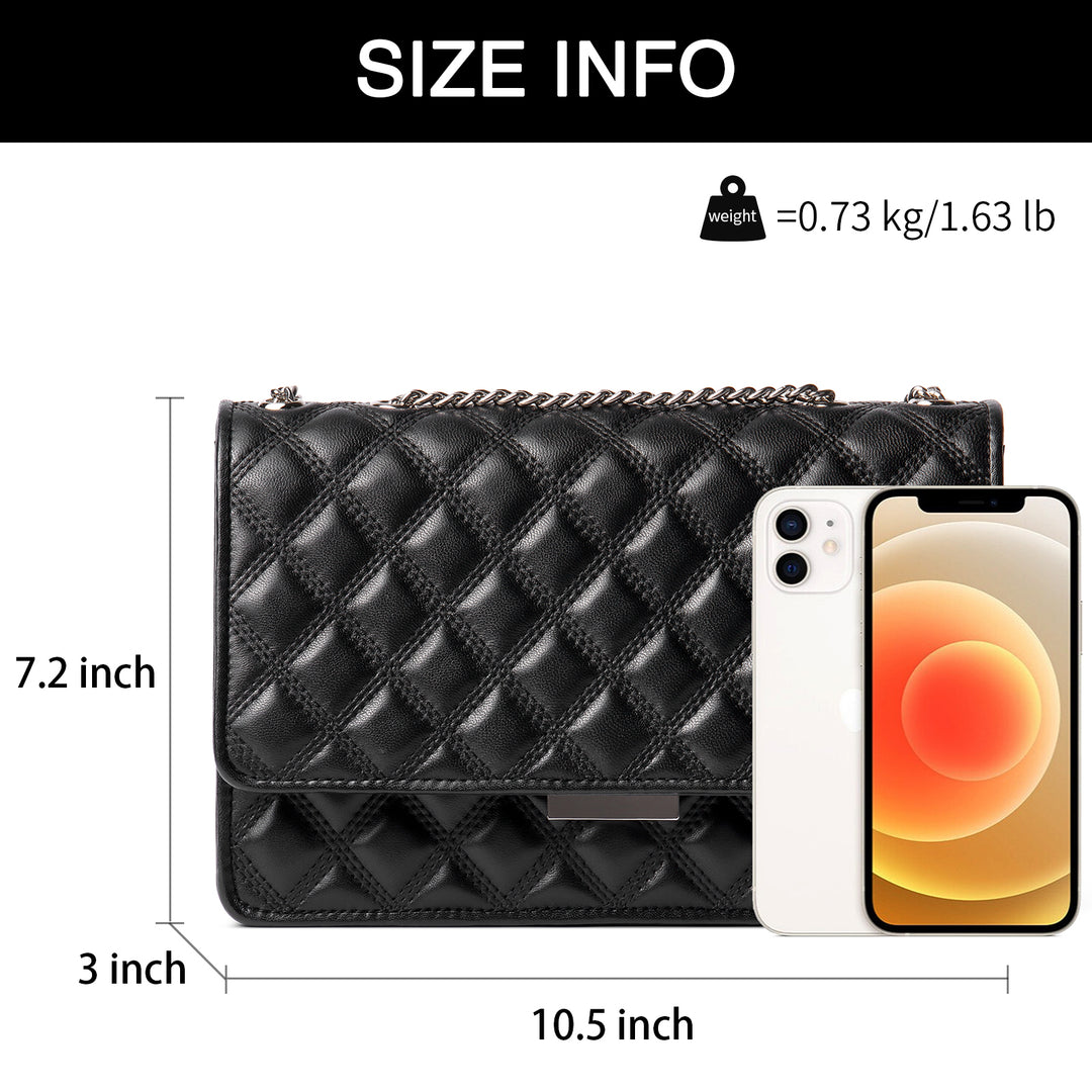 BOSTANTEN Women Handbags Designer Lambskin Leather Quilted Purses Crossbody Shoulder Bag with Chain Strap - BOSTANTEN