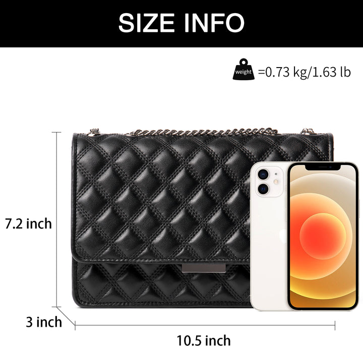BOSTANTEN Women Handbags Designer Lambskin Leather Quilted Purses Crossbody Shoulder Bag with Chain Strap - BOSTANTEN