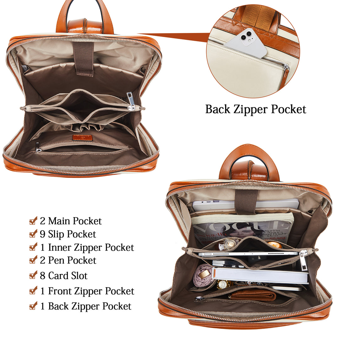 Vallis Vintage Leather Laptop College Travel Backpack