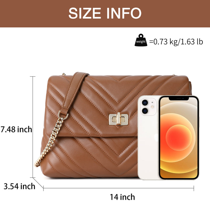BOSTANTEN Womens Leather Shoulder Bag Quilted Designer Handbag Crossbody Bag Purse with Chain Strap - BOSTANTEN