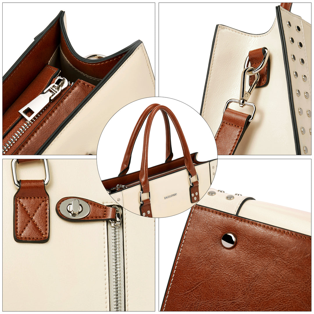 BOSTANTEN Women Leather Top Handle Work Tote Fashion Designer Handbag - BOSTANTEN