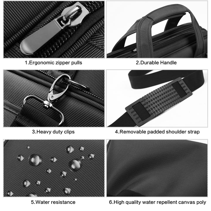 BOSTANTEN Laptop Bags 17 inch Briefcase for Men Nylon Water-resistant Large Business Travel Bag Black - BOSTANTEN