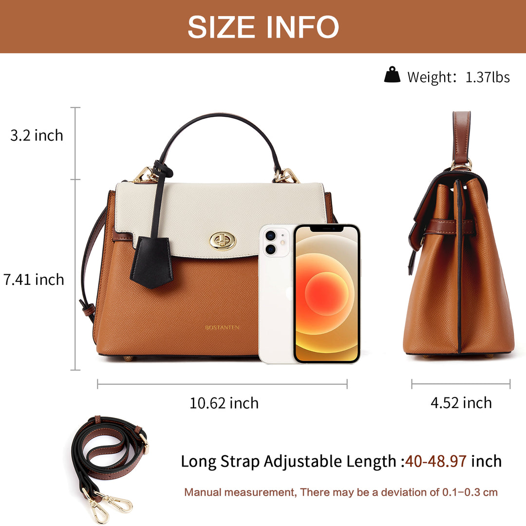 BOSTANTEN Top-handle Handbags for Women Designer Leather Crossbody Satchel Bags Shoulder Tote Purse - BOSTANTEN