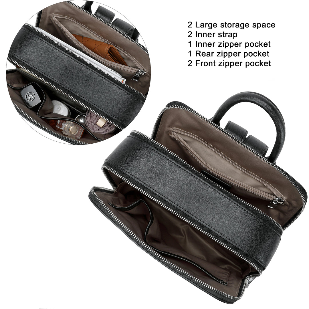 Nombongo Soft Leather Backpack — Pitch-Black - BOSTANTEN