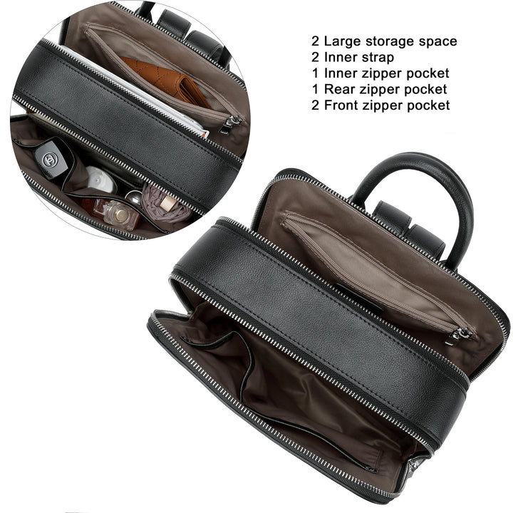Nombongo Soft Leather Backpack — Pitch-Black - BOSTANTEN