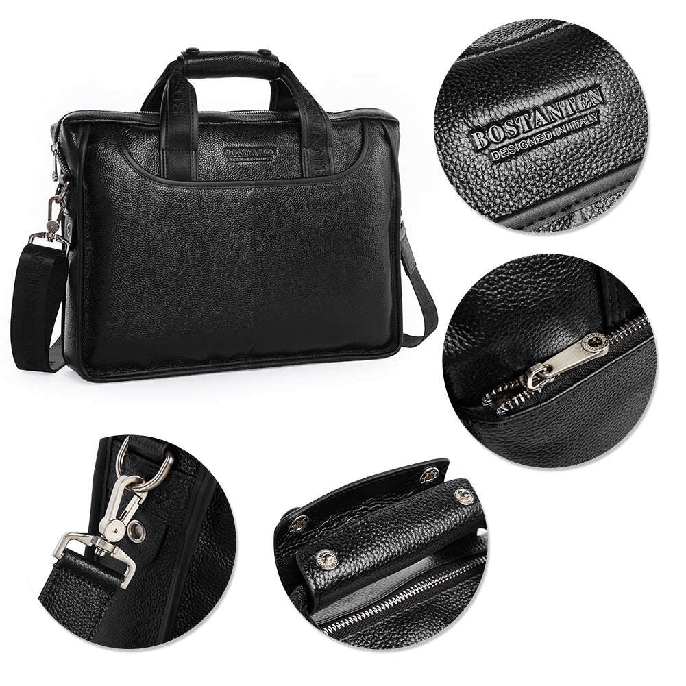 BOSTANTEN Leather Briefcase Handbag Messenger Business Bags for Men - BOSTANTEN