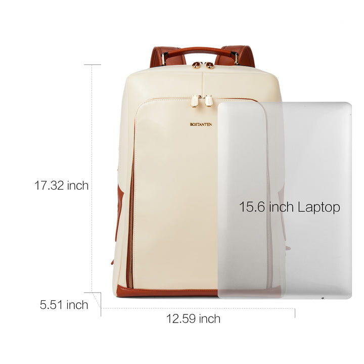 Vrba 15.6" White Leather Stylish Women's Backpack