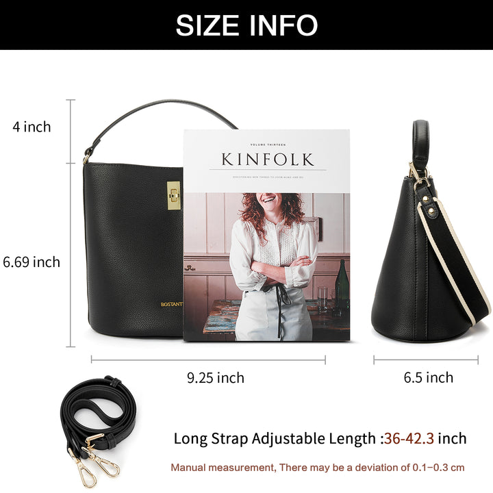 BOSTANTEN Leather Handbags for Women Designer Hobo Bucket Purses Fashion Ladies Crossbody Bags for Work Travel Daily - BOSTANTEN