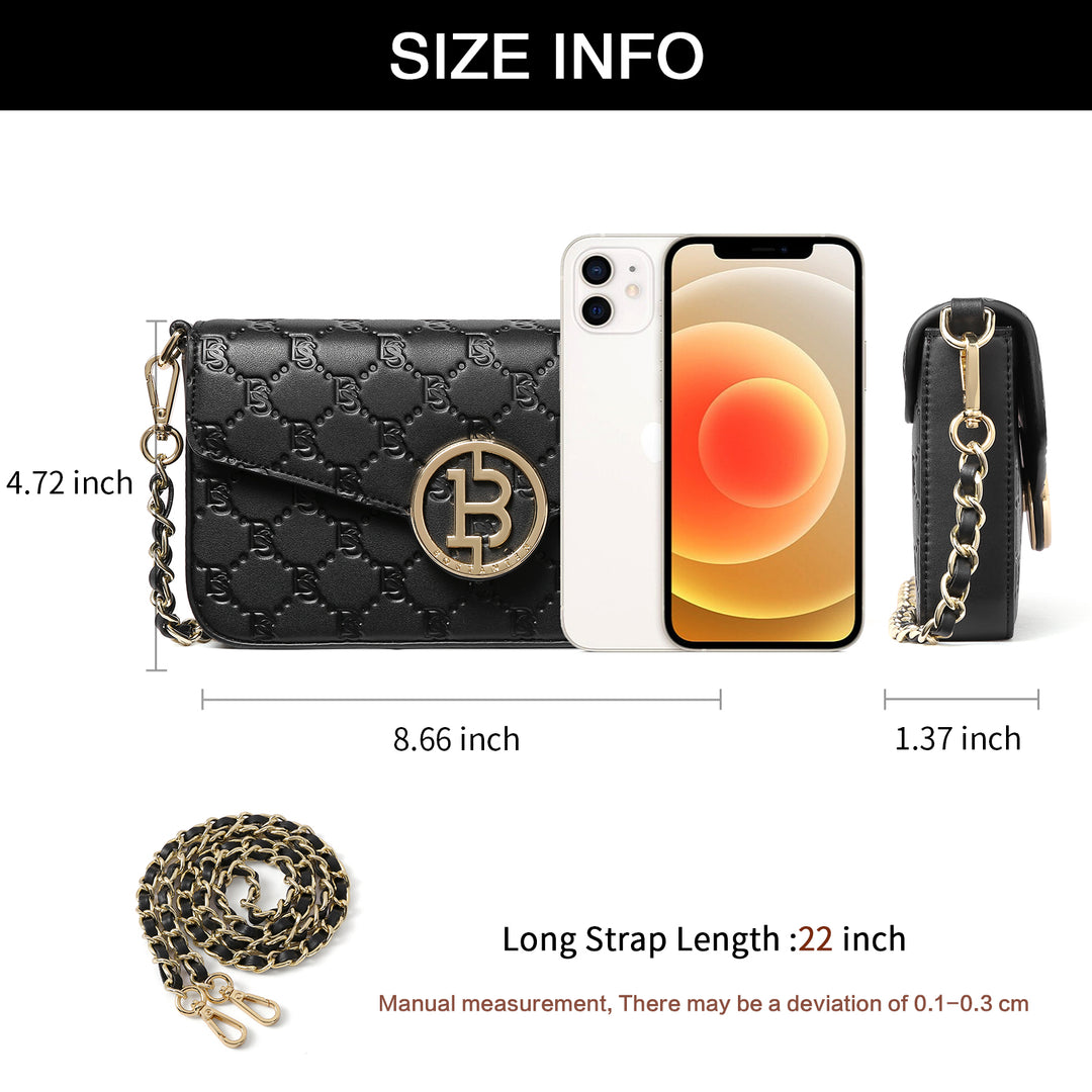 BOSTANTEN Small Crossbody Bags for Women Quilted Leather Designer Shoulder Bag with Chain Strap - BOSTANTEN