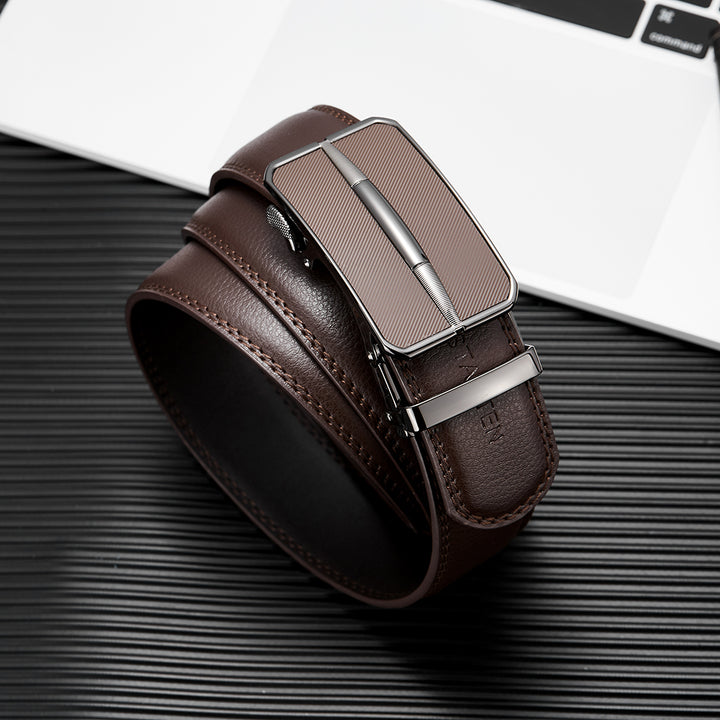 BOSTANTEN Mens Belt Leather Ratchet Dress Belt with Sliding Adjustable Buckle, Trim to Fit - BOSTANTEN