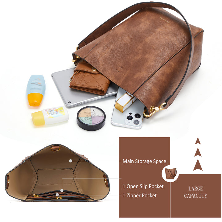 BOSTANTEN Leather Purses and Handbags for Women Designer Hobo Bucket Bag Fashion Small Crossbody Purses