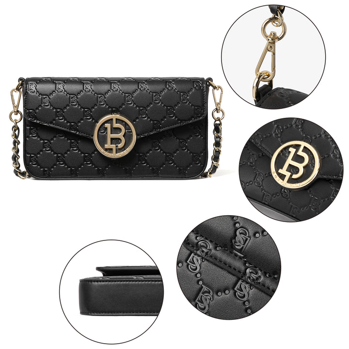 BOSTANTEN Small Crossbody Bags for Women Quilted Leather Designer Shoulder Bag with Chain Strap - BOSTANTEN