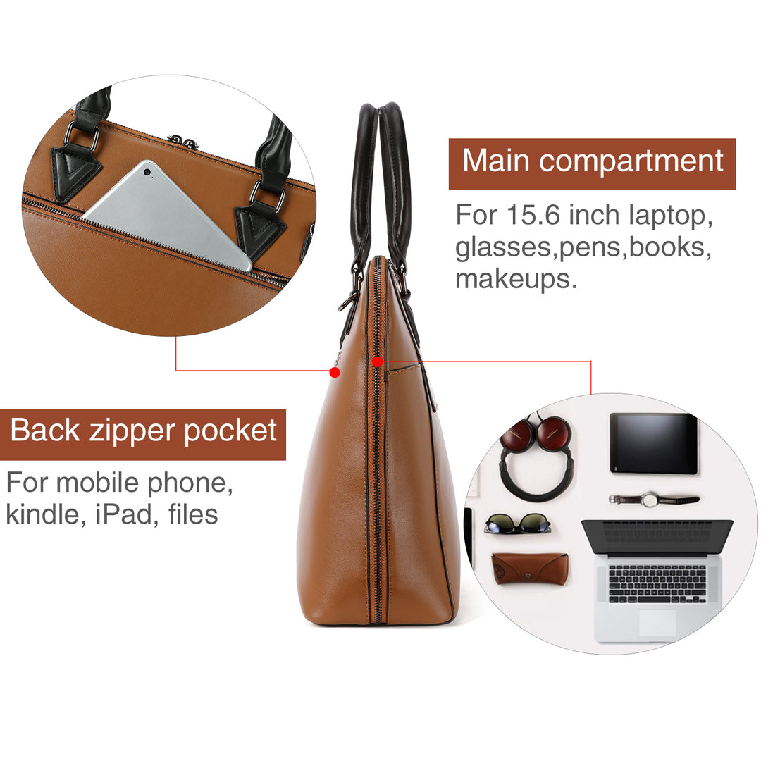 Jasmina  Women's Leather lawyer Briefcase — Henna - BOSTANTEN