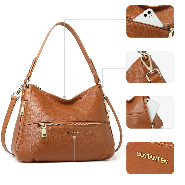 BOSTANTEN Women Handbags Leather Concealed Carry Purses And Handbags for Women Handgun Crossbody Hobo Bags - BOSTANTEN