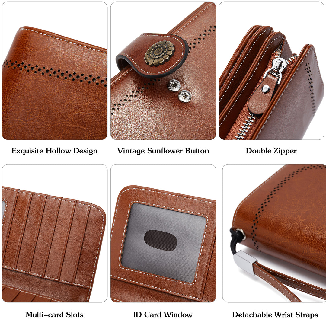 Lomy Big Wallet For Women With Wristlet —  Large Capacity - BOSTANTEN