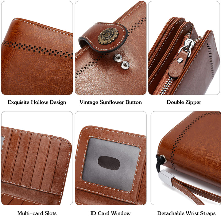 Lomy Big Wallet For Women With Wristlet —  Large Capacity - BOSTANTEN