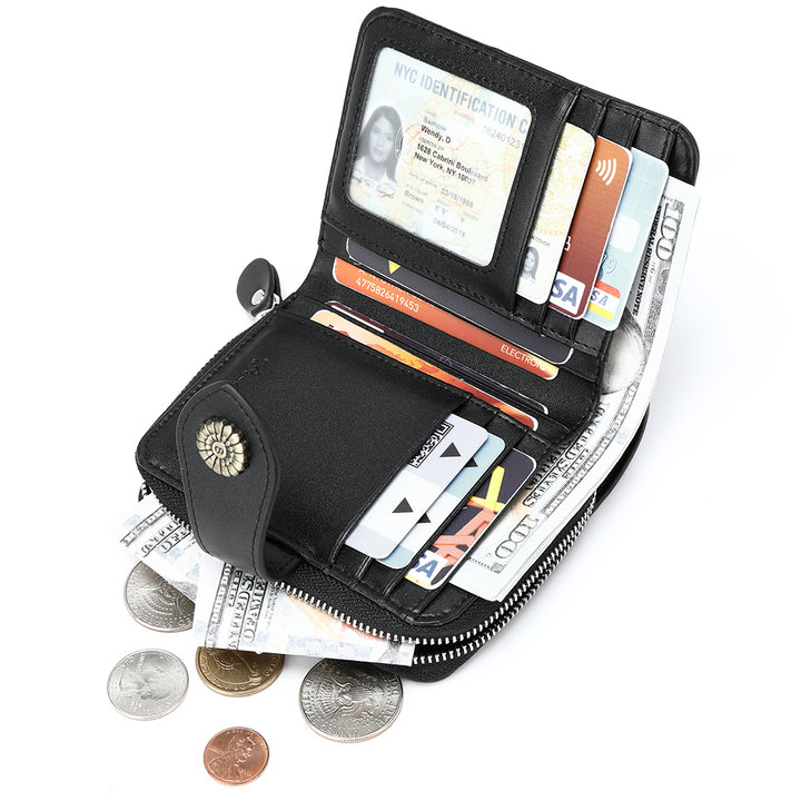 Rozenn  Full Grain Leather Money Clip Wallet —— Small Bifold - BOSTANTEN