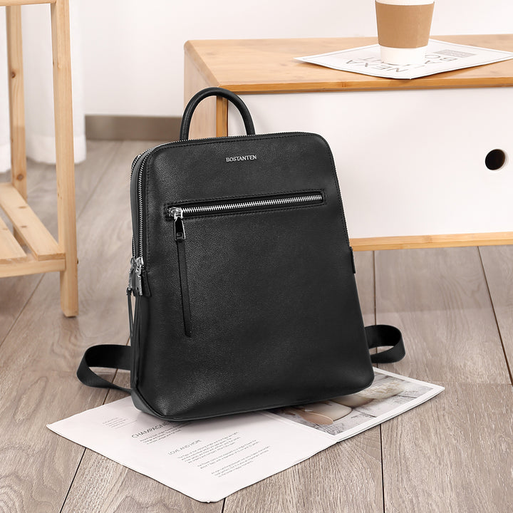 Nombongo Soft Leather Backpack — Pitch-Black - BOSTANTEN