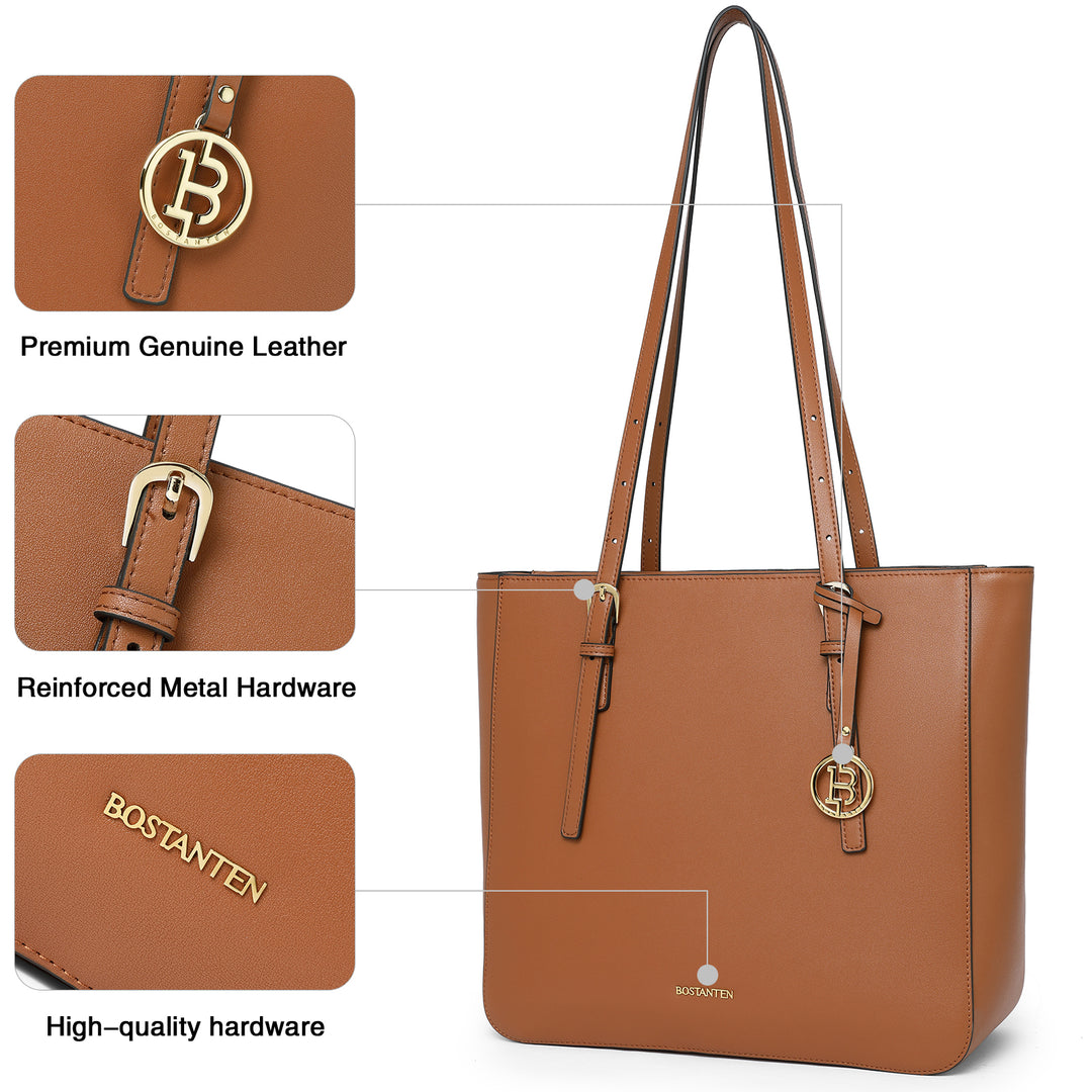 BOSTANTEN Women Handbags Genuine Leather Designer Tote Bags Work Shoulder Large Purses for Women - BOSTANTEN