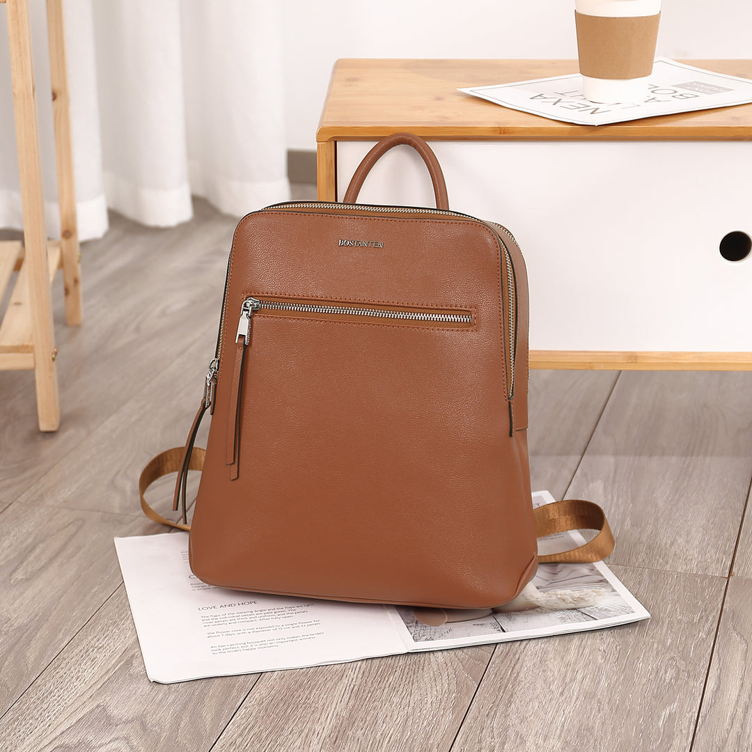 Nombongo Soft Leather Backpack — Pitch-Black - BOSTANTEN