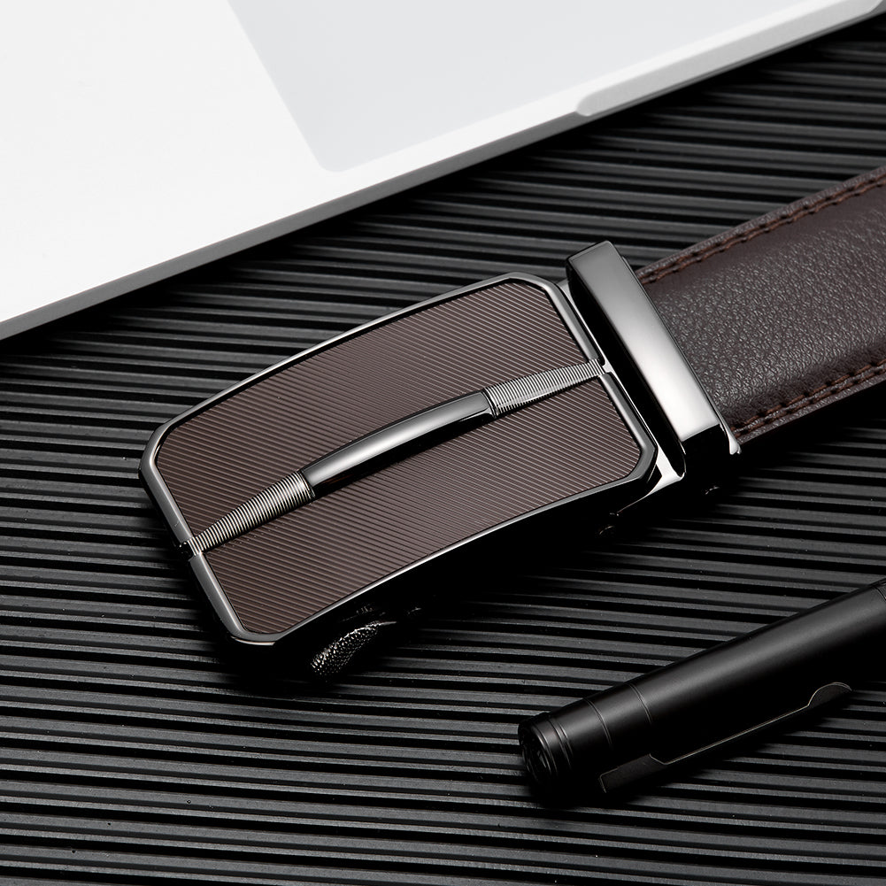 BOSTANTEN Mens Belt Leather Ratchet Dress Belt with Sliding Adjustable Buckle, Trim to Fit - BOSTANTEN