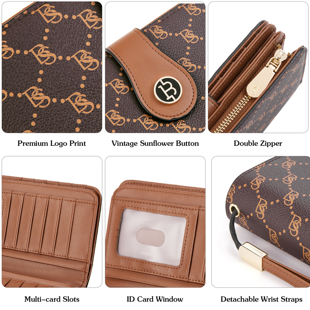 BOSTANTEN Womens Wallet Genuine Leather Large Capacity Wristlet Clutch Purse Credit Card Holder with RFID Blocking