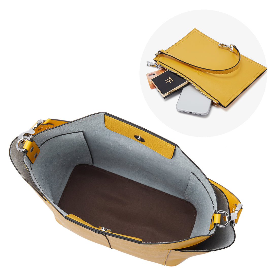 BOSTANTEN Genuine Leather Bucket Handbag Designer Hobo Shoulder Bags Tote Purses and Handbags Set with Clutch Purses - BOSTANTEN