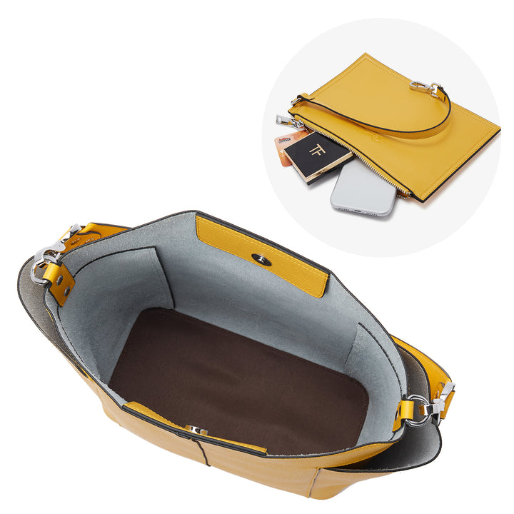 BOSTANTEN Genuine Leather Bucket Handbag Designer Hobo Shoulder Bags Tote Purses and Handbags Set with Clutch Purses - BOSTANTEN