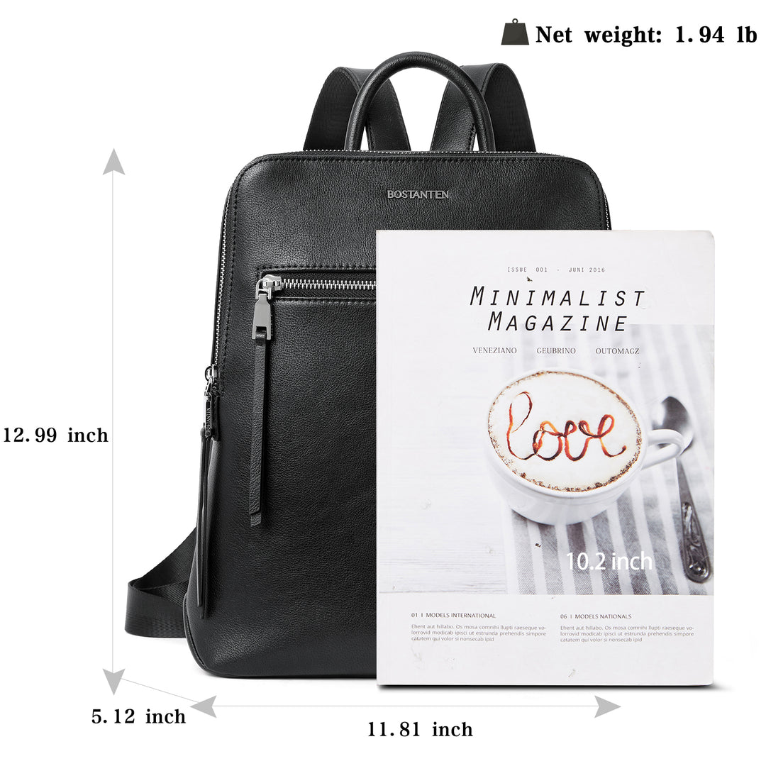 Nombongo Soft Leather Backpack — Pitch-Black - BOSTANTEN