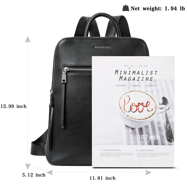 Nombongo Soft Leather Backpack — Pitch-Black - BOSTANTEN